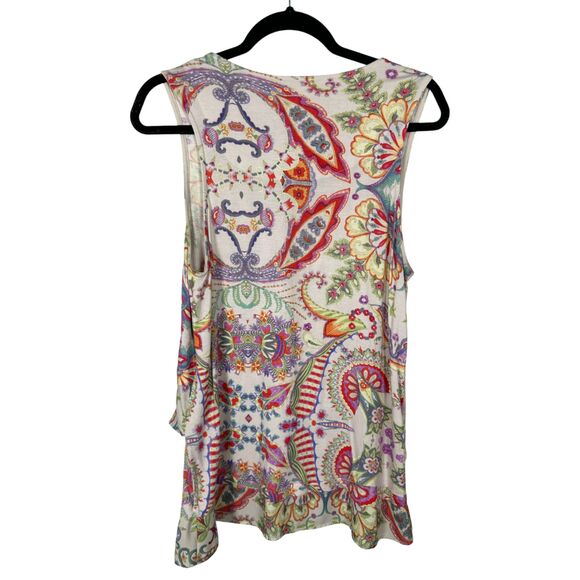Desigual Blue Floral Paisley Mandala Sleeveless Blouse Size Large - Picture 3 of 4